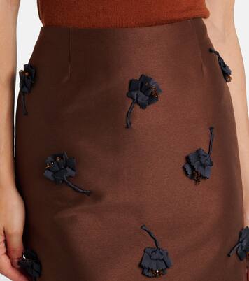 Floral-appliqué midi skirt | Shushu/Tong