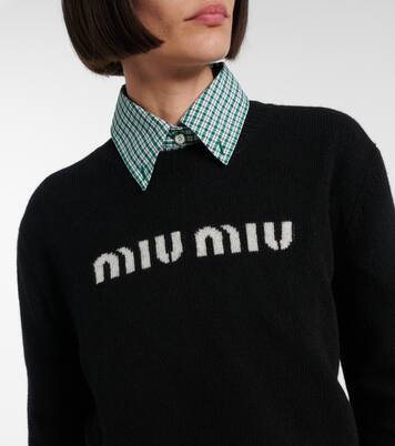 Logo wool and cashmere sweater | Miu Miu