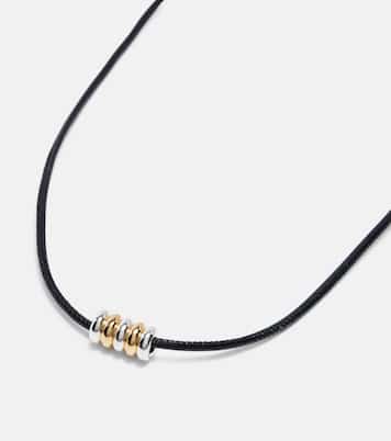 Hollyhock leather and sterling silver necklace | Déhanche
