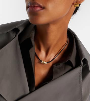 Hollyhock leather and sterling silver necklace | Déhanche