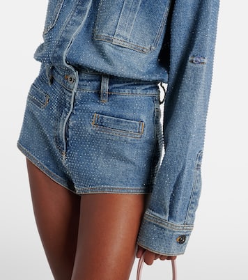 Embellished denim romper | Self-Portrait