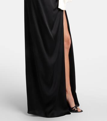 Bow-detail silk charmeuse maxi skirt | Saint Laurent