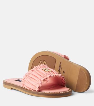 DG ruched leather slides | Dolce&Gabbana Kids