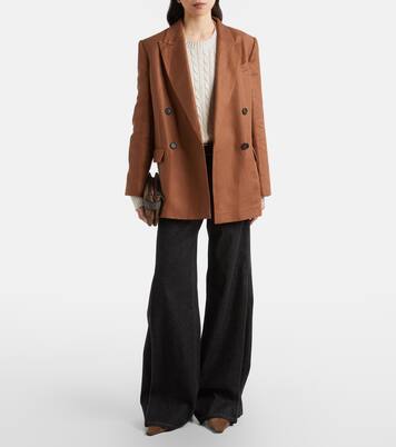 Double-breasted linen blazer | Brunello Cucinelli