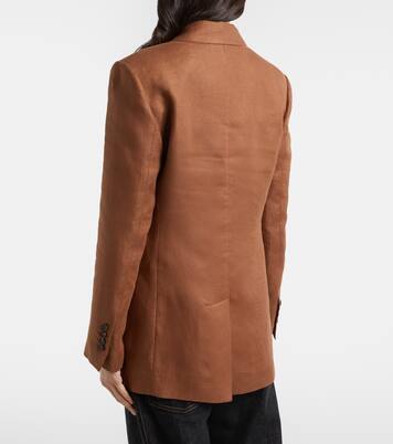 Double-breasted linen blazer | Brunello Cucinelli