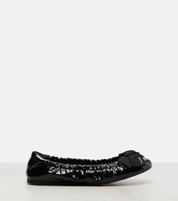 Bow-detail patent leather ballet flats | Prada