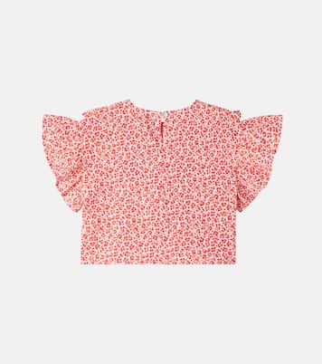 Duna printed ruffled cotton top  | Cozmo