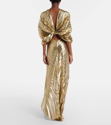 Asymmetric silk-blend lamé gown | Roberto Cavalli
