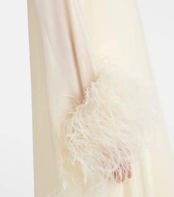 Feather-trimmed caped silk chiffon gown | Roland Mouret