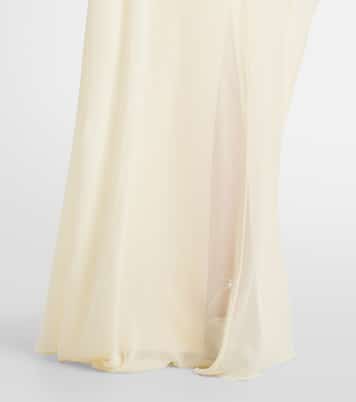Feather-trimmed caped silk chiffon gown | Roland Mouret