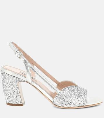 Sandali in pelle con glitter | Miu Miu