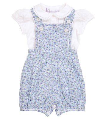 Bébé — Set combinaison courte et blouse en coton à fleurs | Rachel Riley