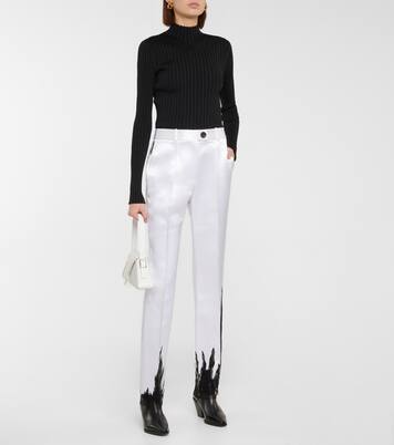Lace-trimmed satin straight pants | Peter Do