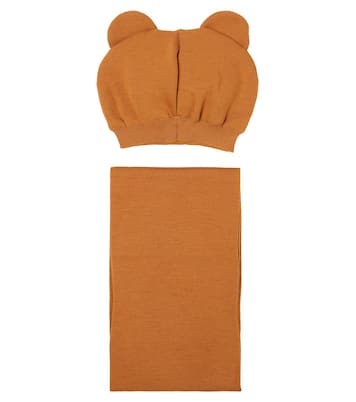 Logo beanie and scarf | Moschino Kids