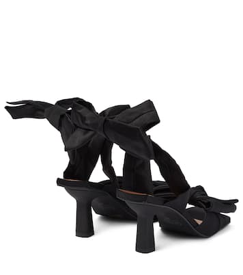 Bow-trimmed lace-up sandals | Ganni