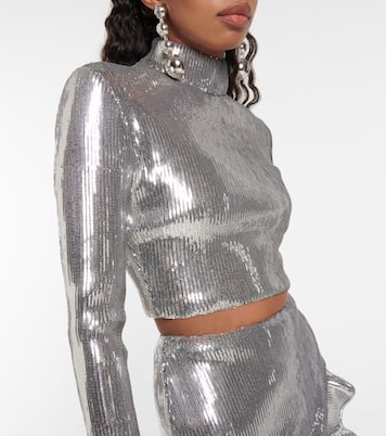 Sequined mockneck crop top | David Koma