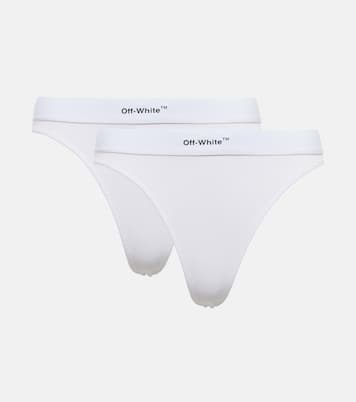 Set of 2 logo cotton thongs | Off-White