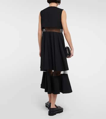 Mesh-trimmed wool midi dress | Noir Kei Ninomiya
