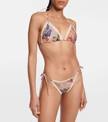 Devi printed crochet-trimmed bikini | Zimmermann