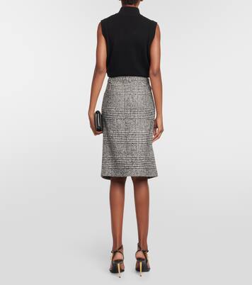 Chevron wool-blend midi skirt | Tom Ford