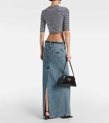 Top cropped in misto cotone con logo | Prada