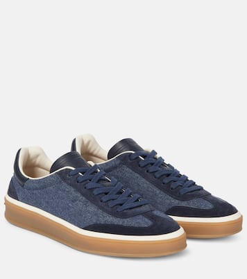 Sneakers Tennis Walk in denim con suede | Loro Piana