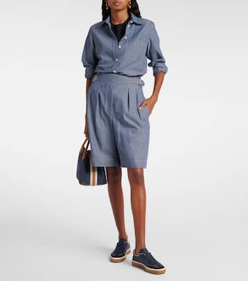 Sneakers Tennis Walk in denim con suede | Loro Piana