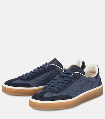 Sneakers Tennis Walk in denim con suede | Loro Piana