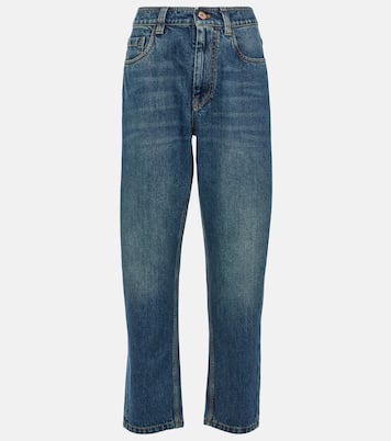 Jeans rectos Baggy de tiro alto | Brunello Cucinelli