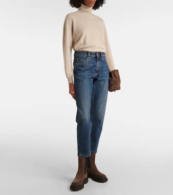 Jeans rectos Baggy de tiro alto | Brunello Cucinelli