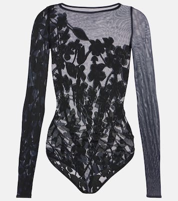 Graphic Flower sheer mesh bodysuit | Wolford