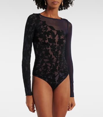 Graphic Flower sheer mesh bodysuit | Wolford