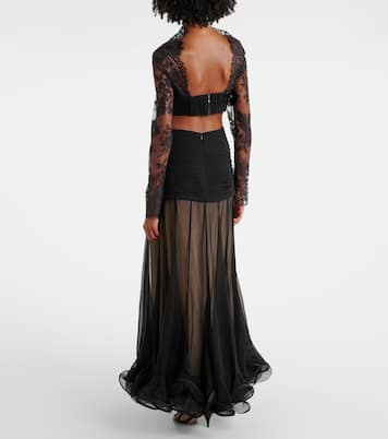 Abito lungo Illustration Flounce in seta | Zimmermann