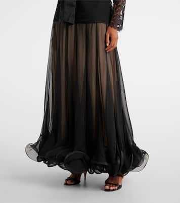 Abito lungo Illustration Flounce in seta | Zimmermann