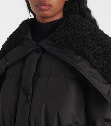 Bruneaux faux fur-trimmed down coat in black - Moncler Bruneaux faux fur-trimmed down coat in black - Moncler