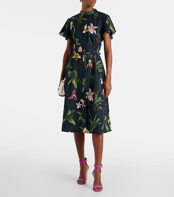 Floral cotton-blend midi dress | Oscar de la Renta