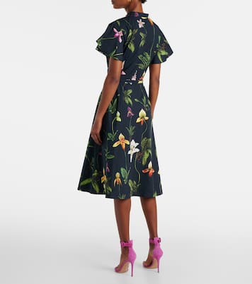 Floral cotton-blend midi dress | Oscar de la Renta
