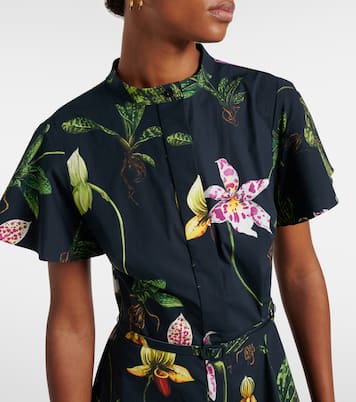 Floral cotton-blend midi dress | Oscar de la Renta