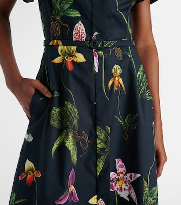 Floral cotton-blend midi dress | Oscar de la Renta