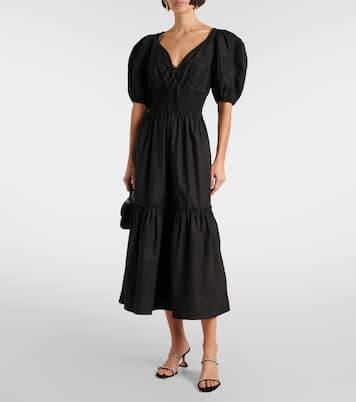 Smocked cotton poplin midi dress | Ganni