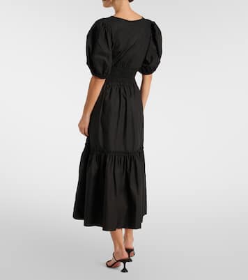 Smocked cotton poplin midi dress | Ganni