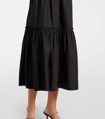 Smocked cotton poplin midi dress | Ganni