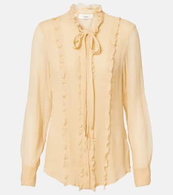 Blusa in crêpon di seta con volant | Chloé