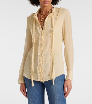Blusa in crêpon di seta con volant | Chloé