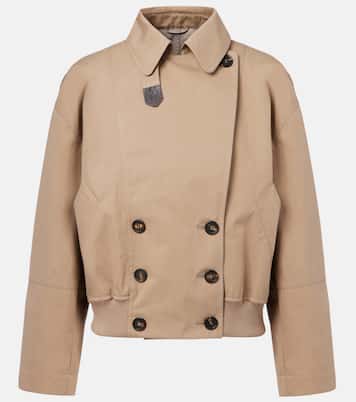 Giacca cropped in gabardine di misto cotone | Brunello Cucinelli