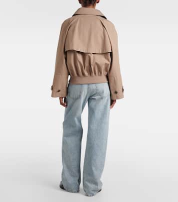 Giacca cropped in gabardine di misto cotone | Brunello Cucinelli