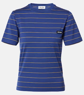 T-shirt in jersey di cotone a righe | Miu Miu