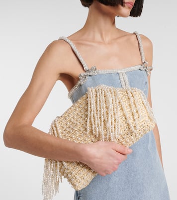 Clutch in rafia con perline | Self-Portrait
