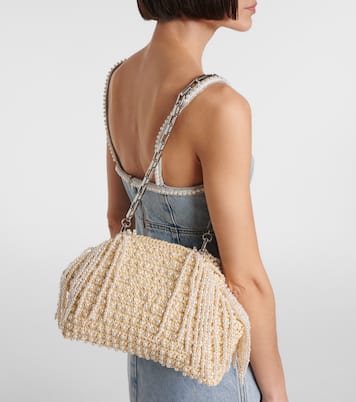 Clutch in rafia con perline | Self-Portrait