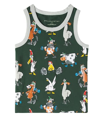 Set of 7 cotton-blend jersey tank tops | Stella McCartney Kids